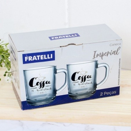 Kit 2 Canecas Estampas Café 255 Ml - Fratelli No Atacado