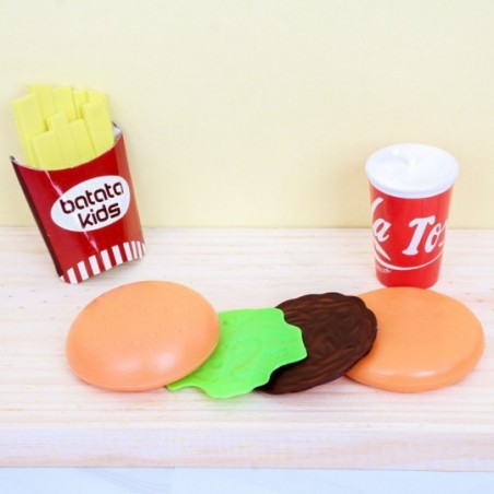 Kit Fast Food Hambúrguer Infantil Com 6 Peças Play Cooker