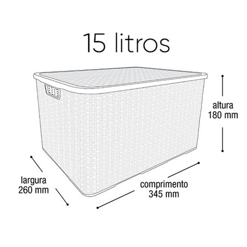 Caixa Organizadora Rattan Preta Grande 15 L - Arqplast