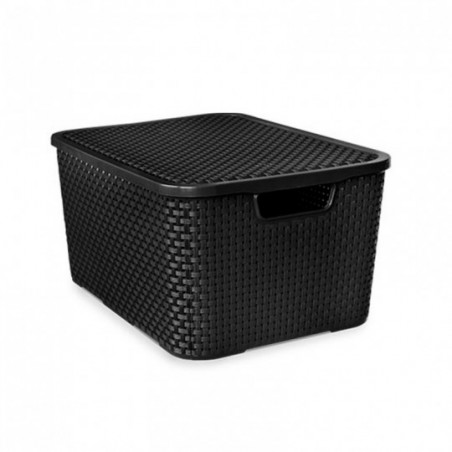 Caixa Organizadora Rattan Preta Grande 15 L - Arqplast