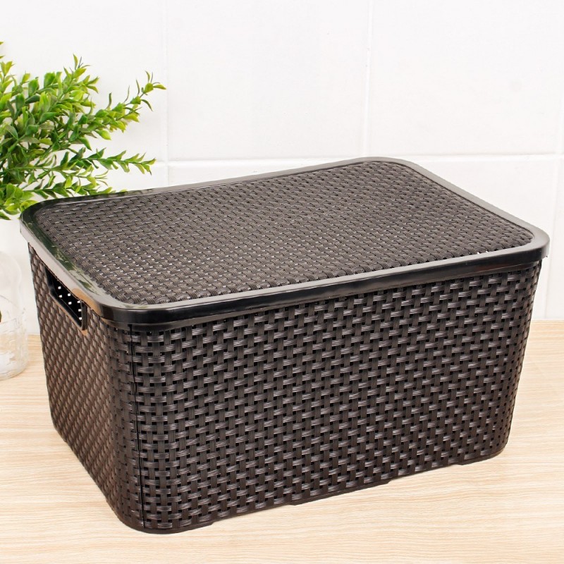 Caixa Organizadora 20 L Grande Rattan Preta - Arqplast