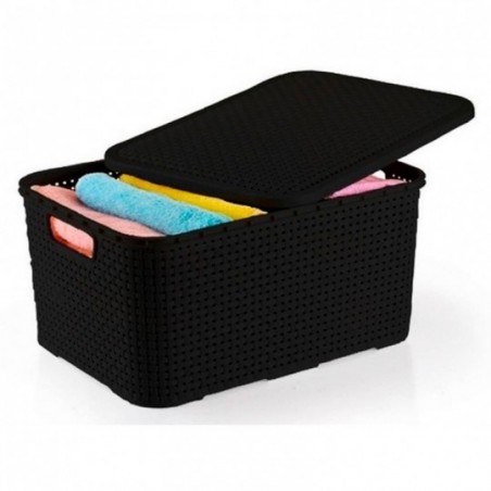Caixa Organizadora 20 L Grande Rattan Preta - Arqplast