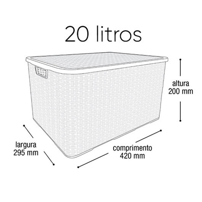 Caixa Organizadora 20 L Grande Rattan Preta - Arqplast