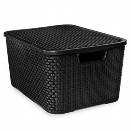 Caixa Organizadora 20 L Grande Rattan Preta - Arqplast