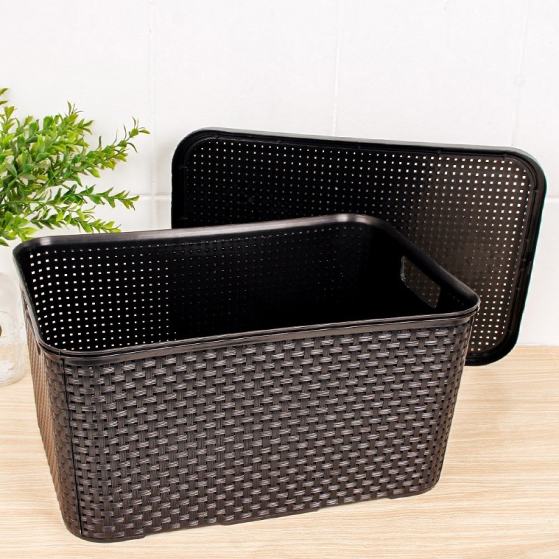 Caixa Organizadora 20 L Grande Rattan Preta - Arqplast