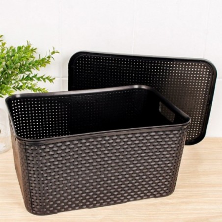 Caixa Organizadora 20 L Grande Rattan Preta - Arqplast