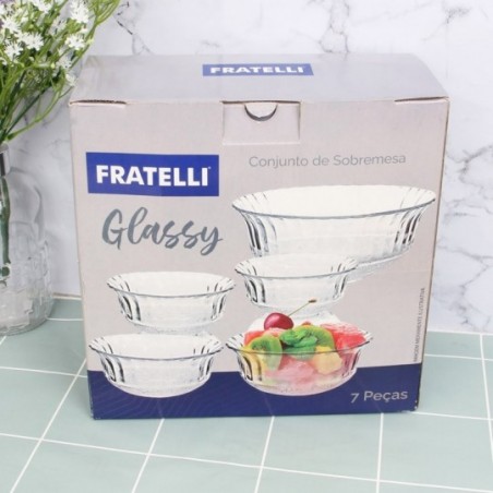 Conjunto 7 Tigelas Sobremesa Redonda Glassy Vidro Fratelli