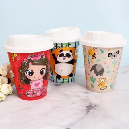 Copo Decorado Com Tampa Diversas Estampas 360ML Jaguar