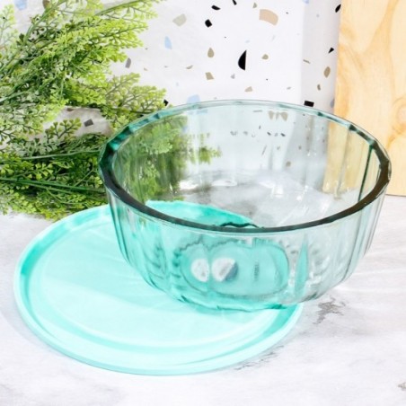 Saladeira Tigela Vidro Oceani Com Tampa 2,4 Litros Vitazza
