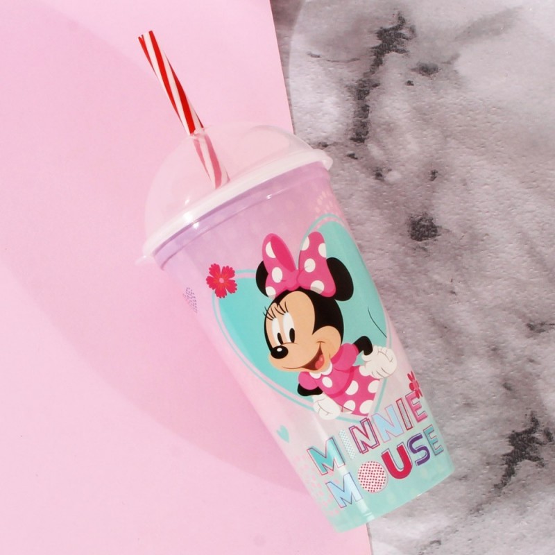 Copo Infantil Shake Canudo E Tampa 540 Ml Minnie - Plasúltil