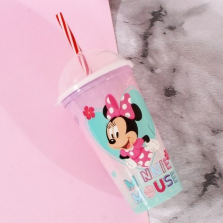 Copo Infantil Shake Canudo E Tampa 540 Ml Minnie - Plasúltil