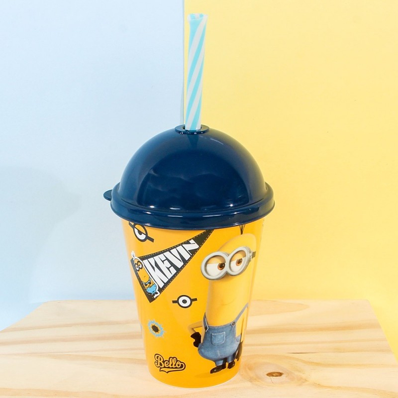 Copo Shake Infantil Tampa Canudo 280 Ml Minions - Plasúltil