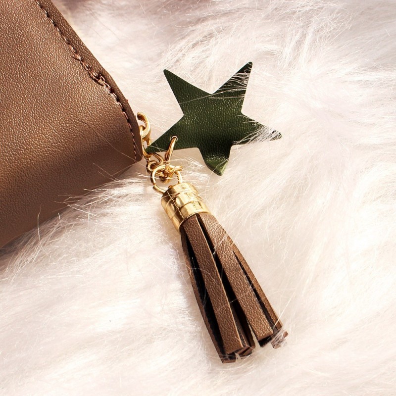 Carteira Feminina Tassel Pingente Estrela Porta Cartões E Moedas