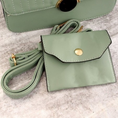 Bolsa Mão Feminina Luxo Baú Alto Relevo C/ Porta Cartão