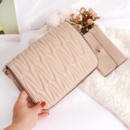 Bolsa Transversal Feminina Luxo Alto Relevo C/ Porta Cartões