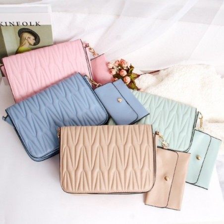 Bolsa Transversal Feminina Luxo Alto Relevo C/ Porta Cartões