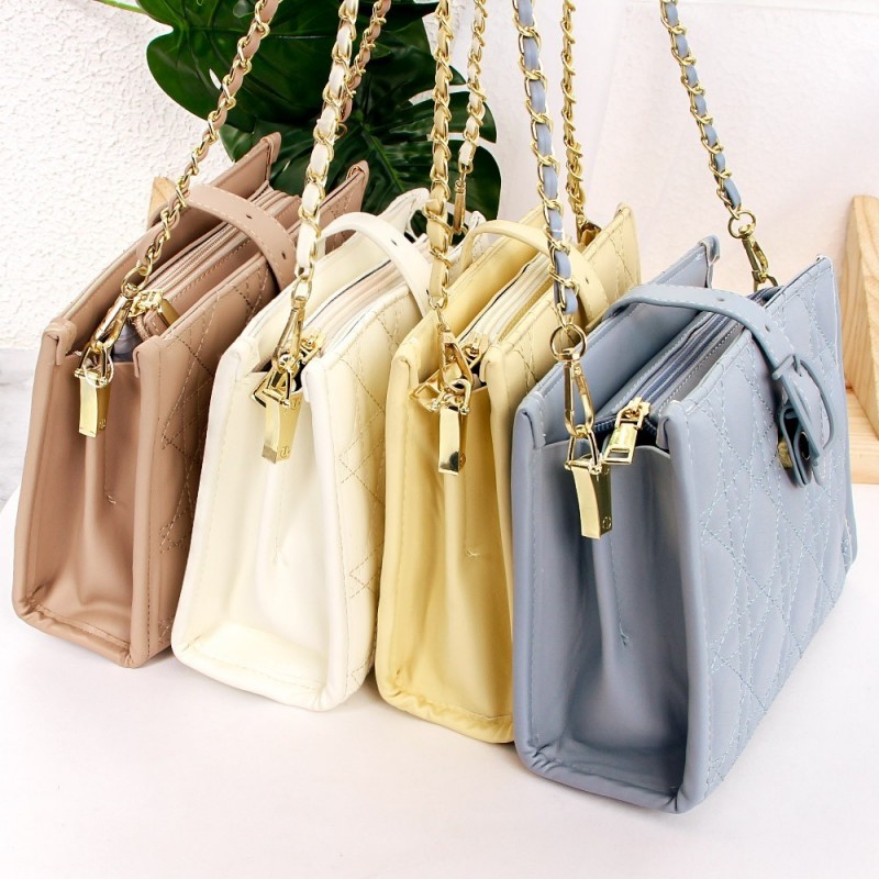 Bolsa Feminina De Mão Social Luxo Estruturada Com Correntes
