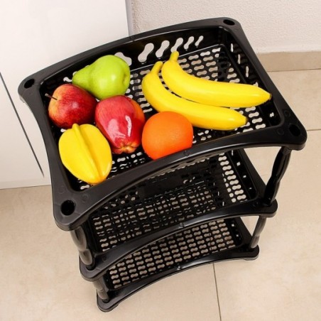 Fruteira Organizador Vertical Triplo Preto Arqplast