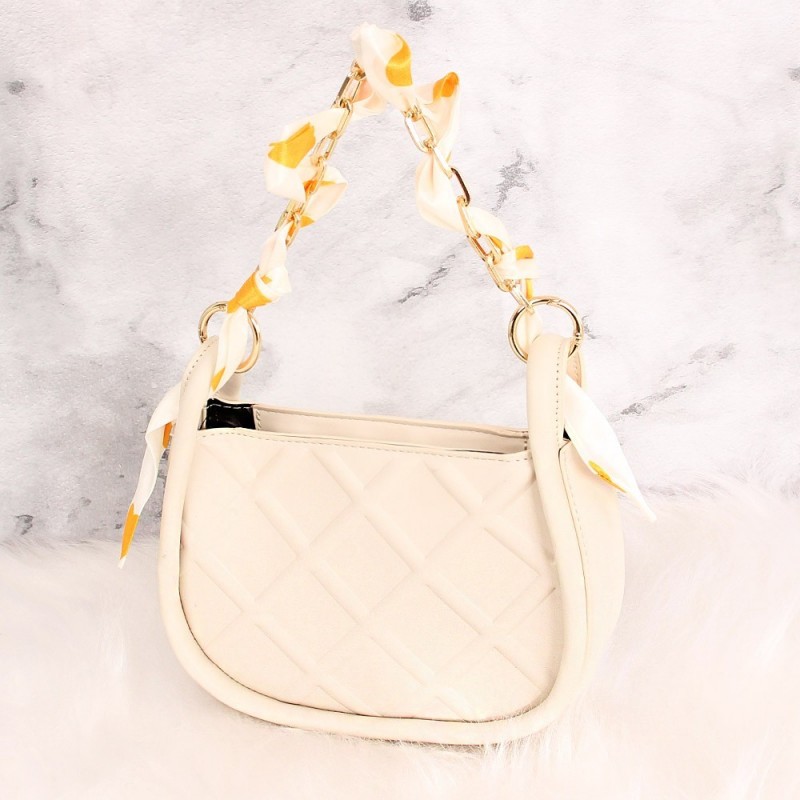 Bolsa Luxo Alto Relevo Baguete Feminina Com Correntes E Lenço