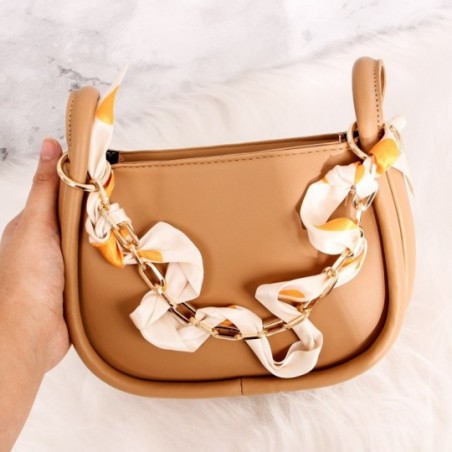Bolsa Luxo Alto Relevo Baguete Feminina Com Correntes E Lenço