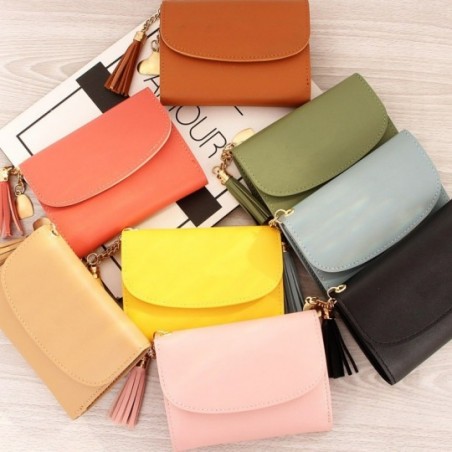 Carteira Feminina Tassel Pingente Corações Porta Cartões