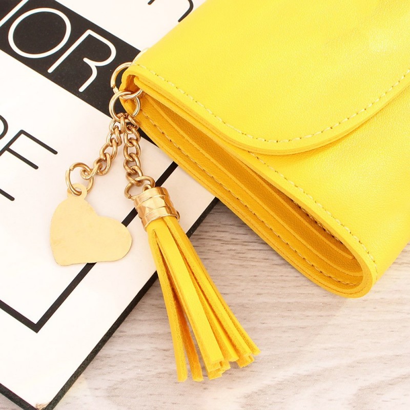 Carteira Feminina Tassel Pingente Corações Porta Cartões