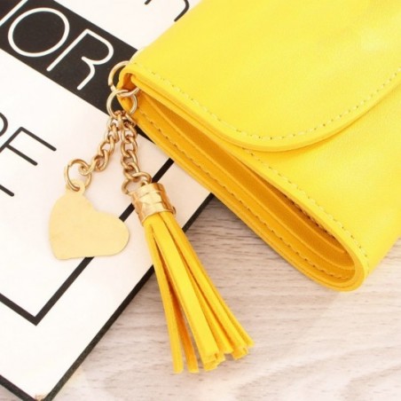 Carteira Feminina Tassel Pingente Corações Porta Cartões