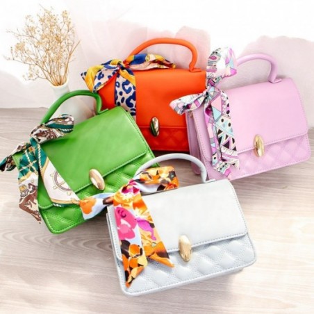 Bolsa De Mão Luxo Estruturada Baú Feminina Com Lenço 