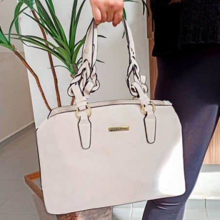 Bolsa Feminina Grande Espaçosa Alça Trançada Em Alto Relevo