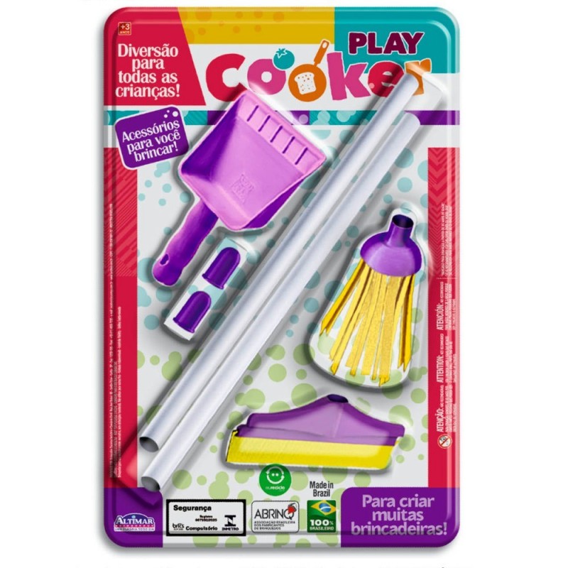 Conjunto Limpeza Infantil Rodo + Pá Brinquedo Zuca Toys