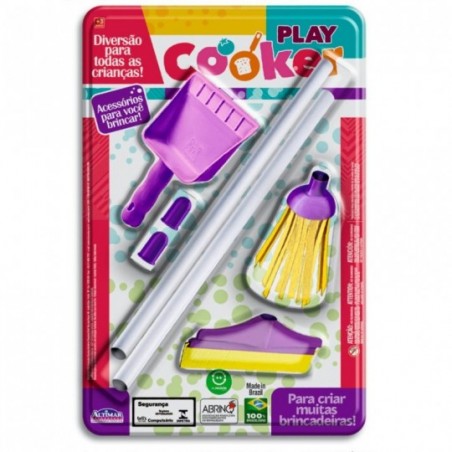 Conjunto Limpeza Infantil Rodo + Pá Brinquedo Zuca Toys
