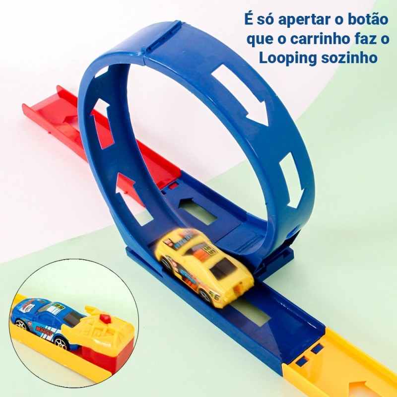 Kit De Carro Com Lançador E Pista Mega Track Looping