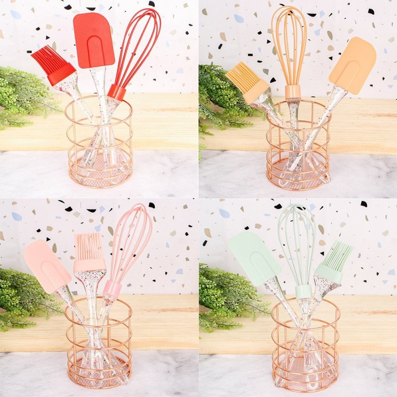 Kit Confeitaria Espátula Silicone + Pincel + Fouet Wellmix