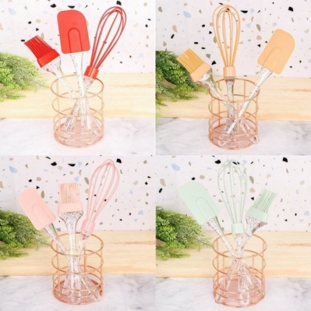 Kit Confeitaria Espátula Silicone + Pincel + Fouet Wellmix