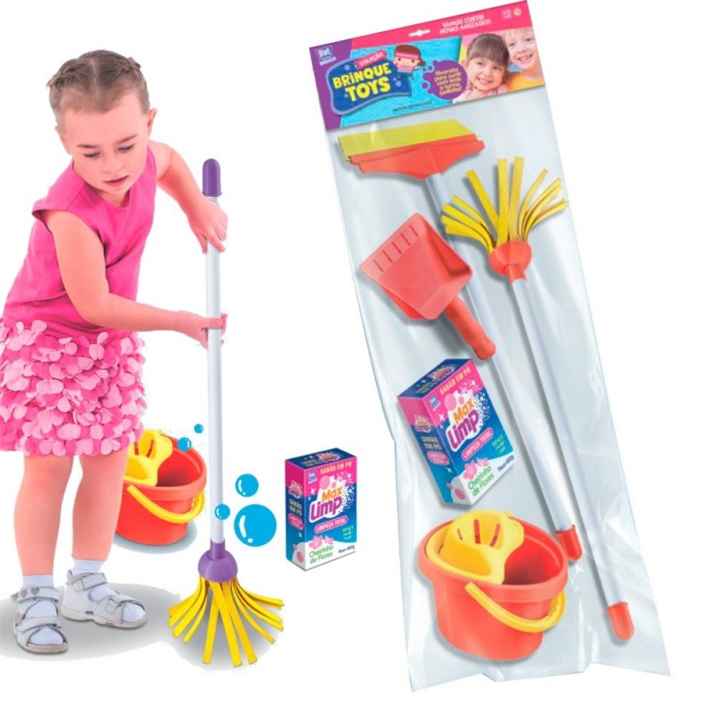 Conjunto Limpeza Brinquedo Infantil Com Rodo Zuca Toys