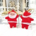 Kit 2 Enfeites Papai Noel Veludo Vermelho Natalino 9 cm
