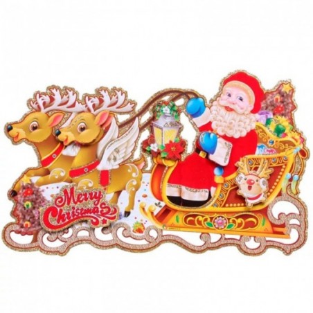 Painel Natalino Variados Papai Noel Com Glitter 55CM x 30CM