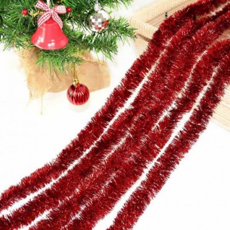 Enfeite Festão Metalizado Vermelho Árvore De Natal 2 Metros