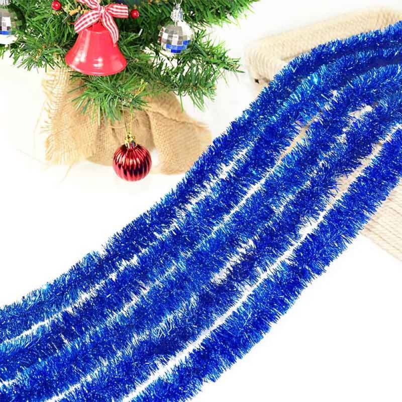 Enfeite Festão Azul Prata Para Árvore De Natal 2 Metros