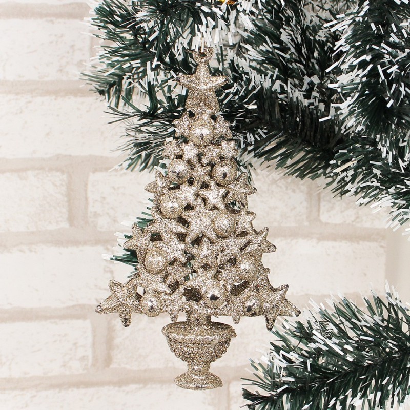Enfeite Pinha Com Glitter 15 Cm Árvore De Natal No Atacado