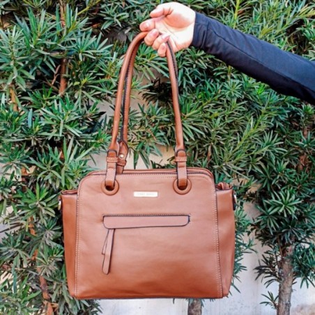 Bolsa Totem Estruturada Feminina Detalhes Metálicos Alça Dupla