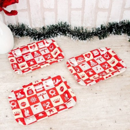 Kit 3 Bandejas Retangulares Estampas Natalinas 21X15CM