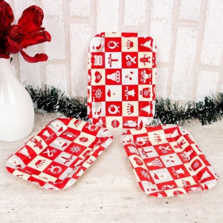 Kit 3 Bandejas Retangulares Estampas Natalinas 21X15CM