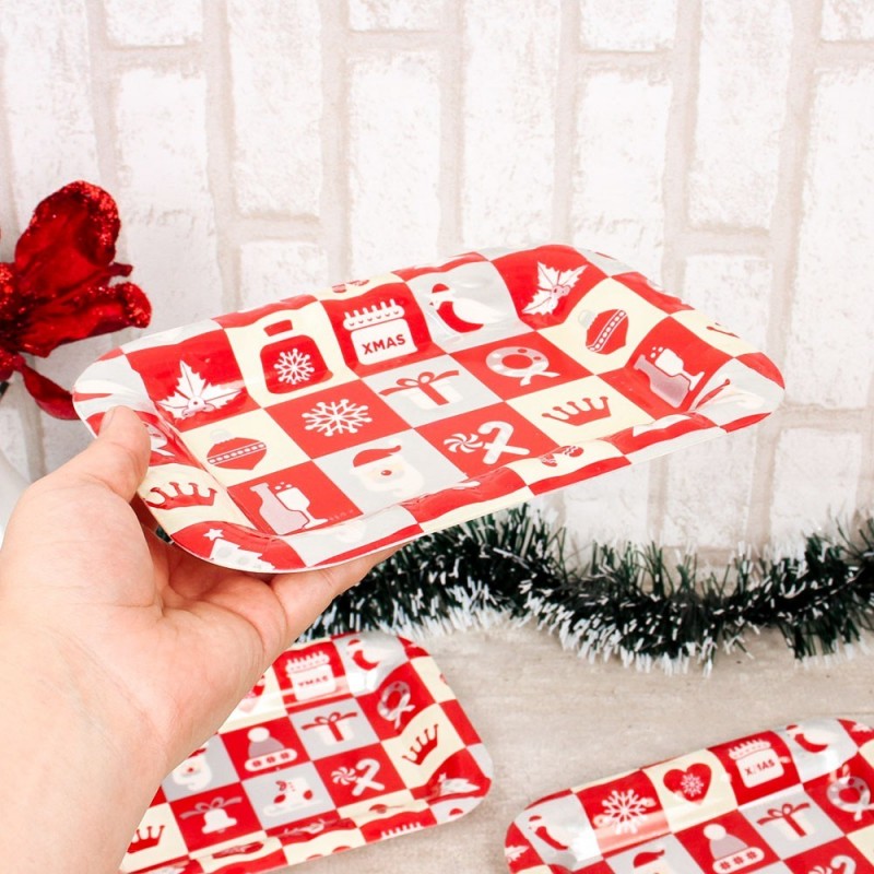 Kit 3 Bandejas Retangulares Estampas Natalinas 21X15CM