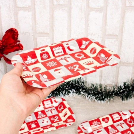 Kit 3 Bandejas Retangulares Estampas Natalinas 21X15CM