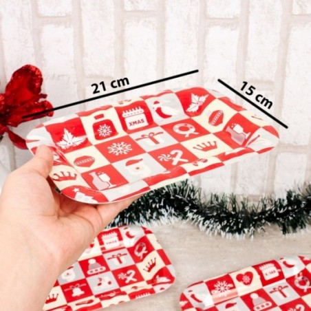 Kit 3 Bandejas Retangulares Estampas Natalinas 21X15CM