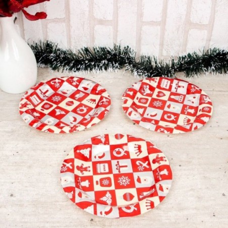 Kit 3 Bandejas Redondas Natalinas Estampada  20 Cm