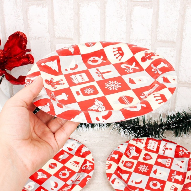 Kit 3 Bandejas Redondas Natalinas Estampada  20 Cm