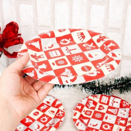 Kit 3 Bandejas Redondas Natalinas Estampada  20 Cm