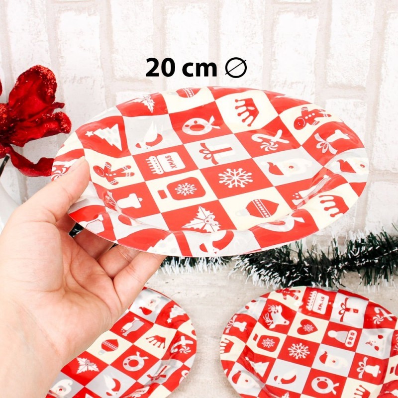 Kit 3 Bandejas Redondas Natalinas Estampada  20 Cm
